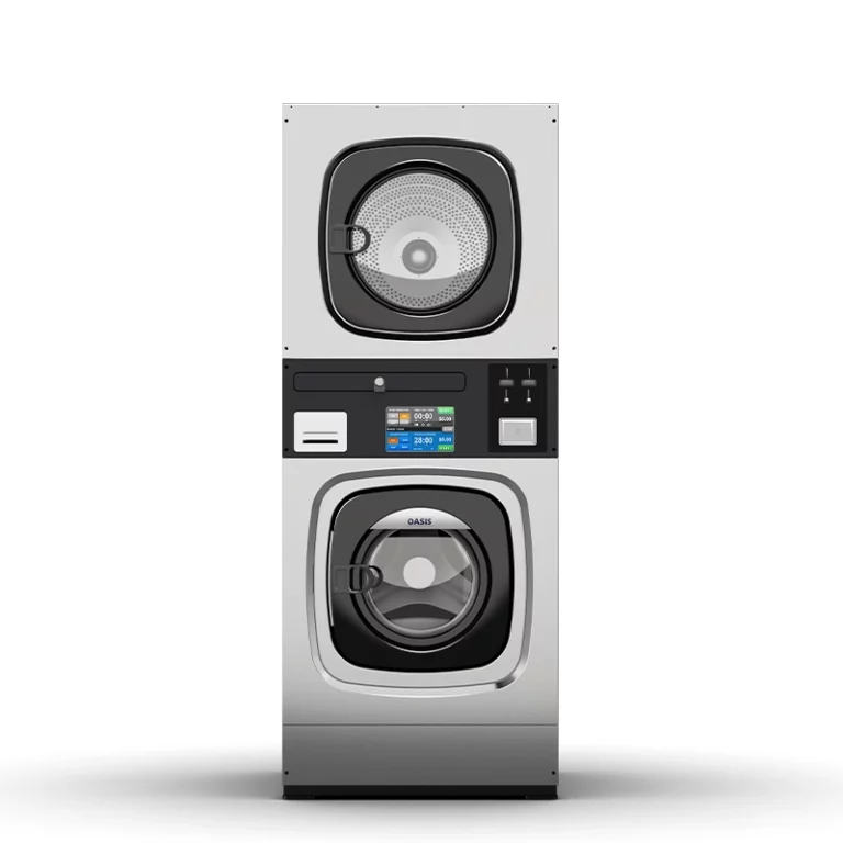 OASIS 15KG Vended Stacked Washer Dryer model XH15F, professional laundry equipment for facilities in Morocco, main product image